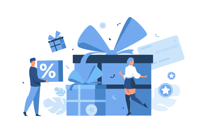 Infographic - Girl and boy standing around a wrapped gift