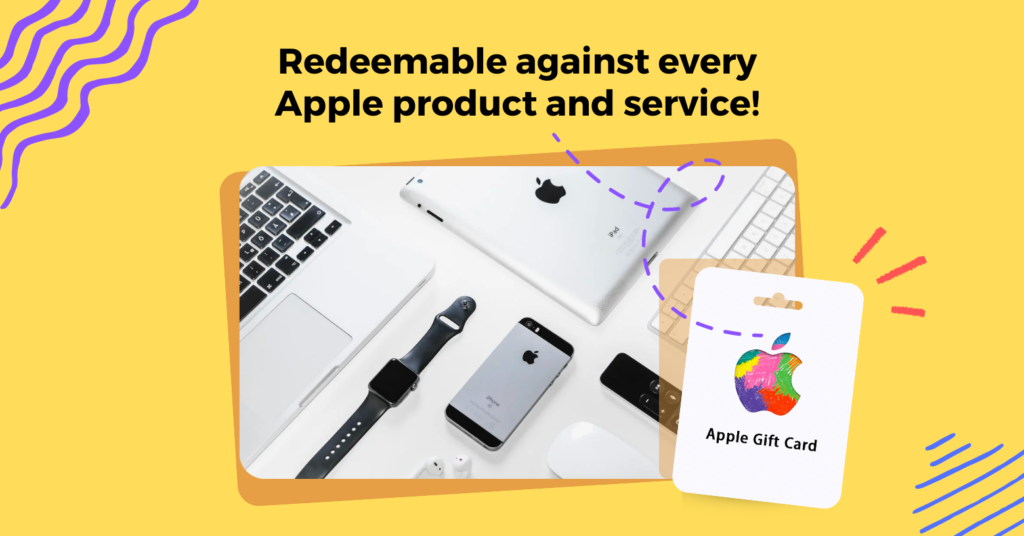 Image showing Apple Gift Cards being redeemable against different Apple gadgets_Img1