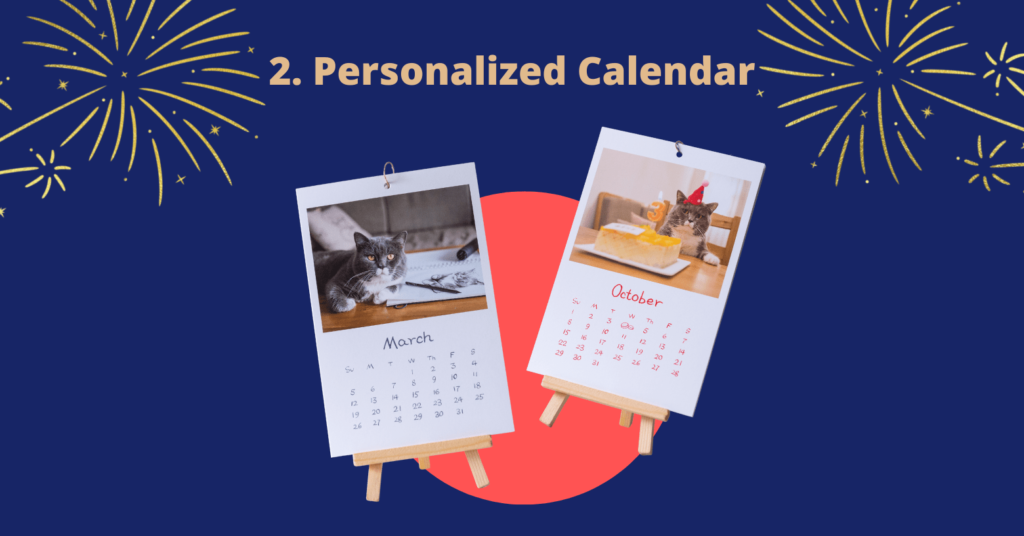 two personalized calendars hovering parallel together