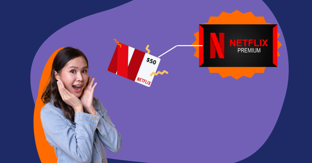 Girl fascinated by Netflix Gift Cards
