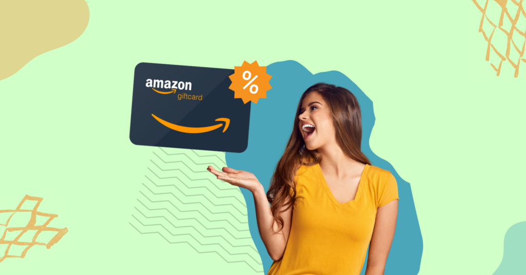 Discounted Amazon Gift Cards in Bulk - Girl holding Gift Card